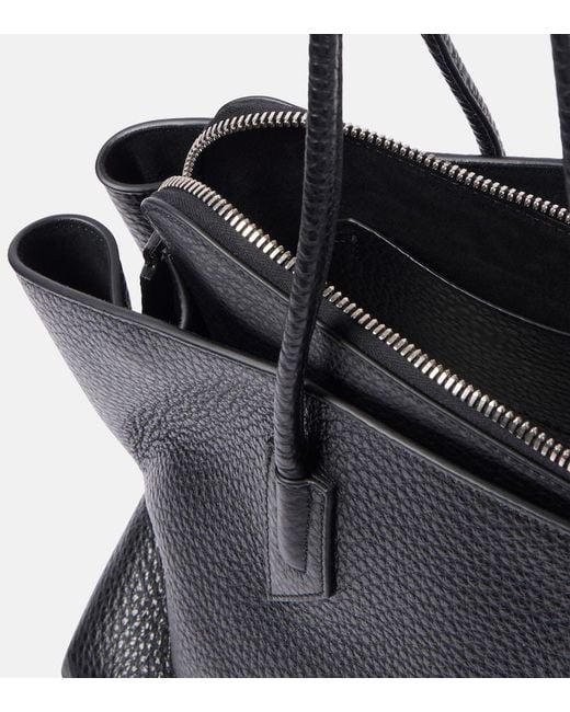 The Attico Black La Passeggiata Medium Leather Tote Bag