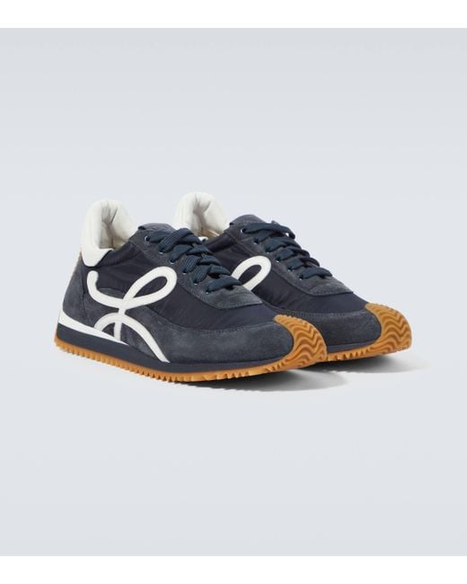 Loewe Blue Flow Runner Monogram Leather And Shell Trainers for men