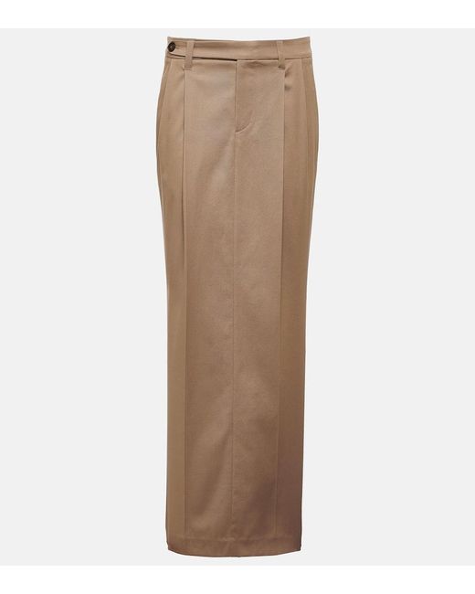 Falda larga de mezcla de algodon de tiro bajo Brunello Cucinelli de color Brown
