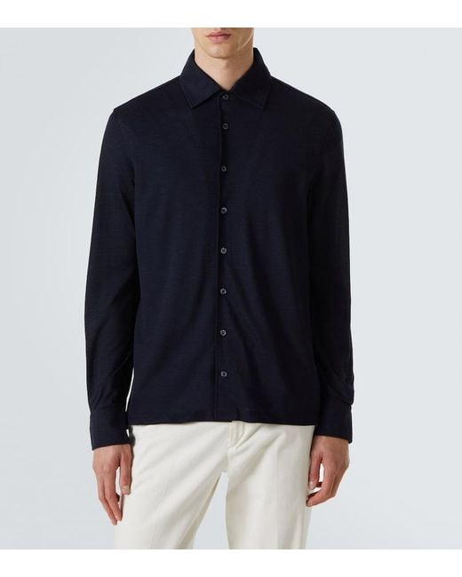 Rubinacci Blue Wool Shirt for men