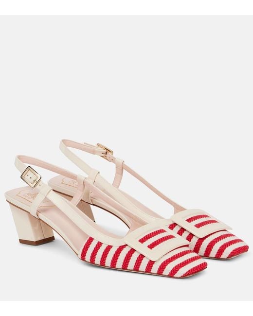 Roger Vivier Pink Belle Vivier 45 Striped Slingback Pumps