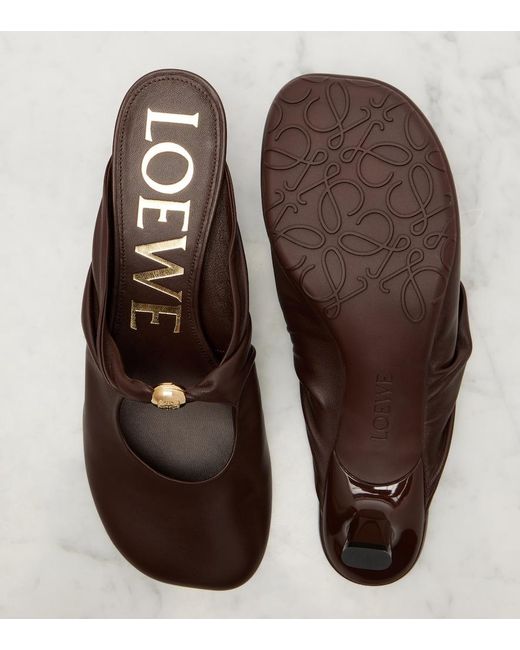 Loewe Brown Pebble 45 Leather Mules