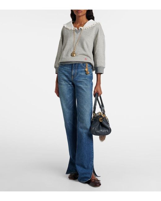 Chloé Gray Cotton-Blend French Terry Sweatshirt