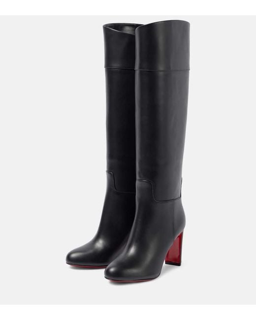 Christian Louboutin Black Loo 85 Leather Knee-High Boots