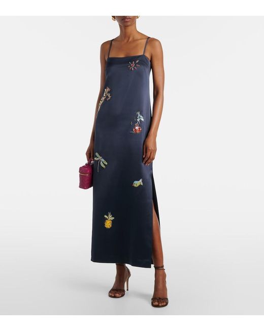 ALÉMAIS Blue X Anouk Colantoni Fontaine Slip Midi Dress