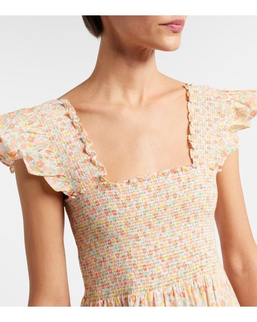 Rixo Natural Sideny Floral Cotton Minidress