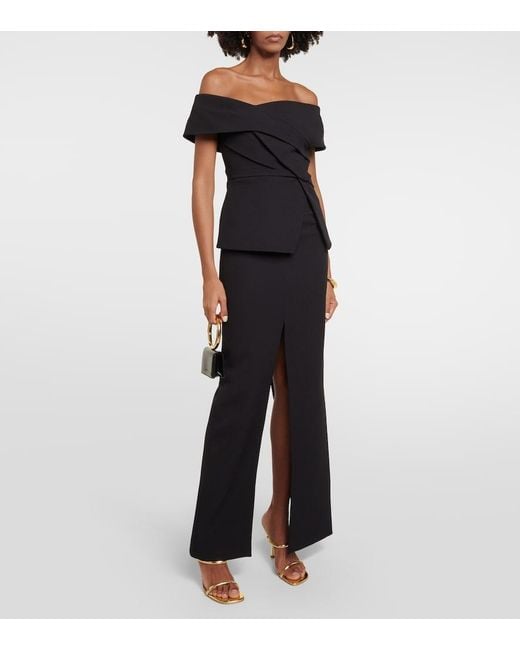 Safiyaa Blue Elowen High-Rise Crepe Maxi Skirt