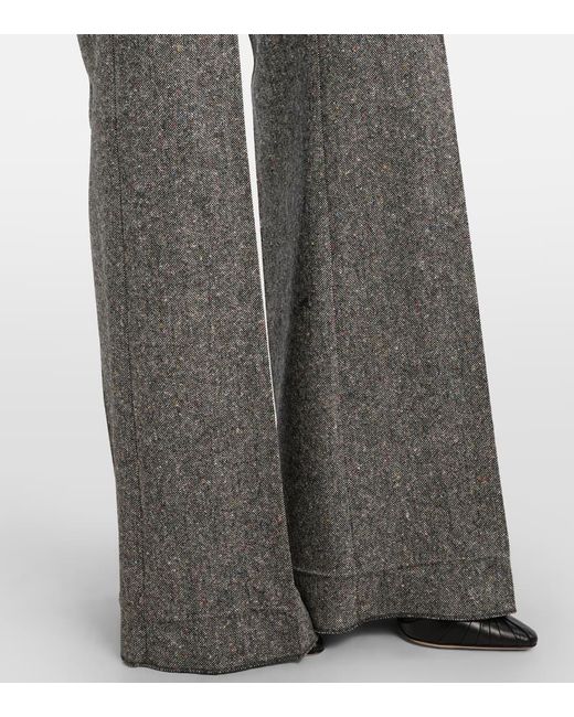 Pantalones Anchos En Mezcla De Lana De Tiro Alto Valentino de color Gray