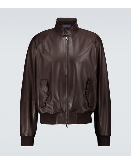 Ralph Lauren Purple Label Brown Torrence Barracuda Leather Jacket for men