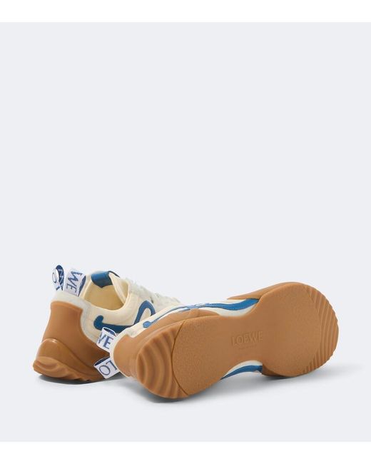 Loewe White Grip Anagram Suede-Trimmed Sneakers for men