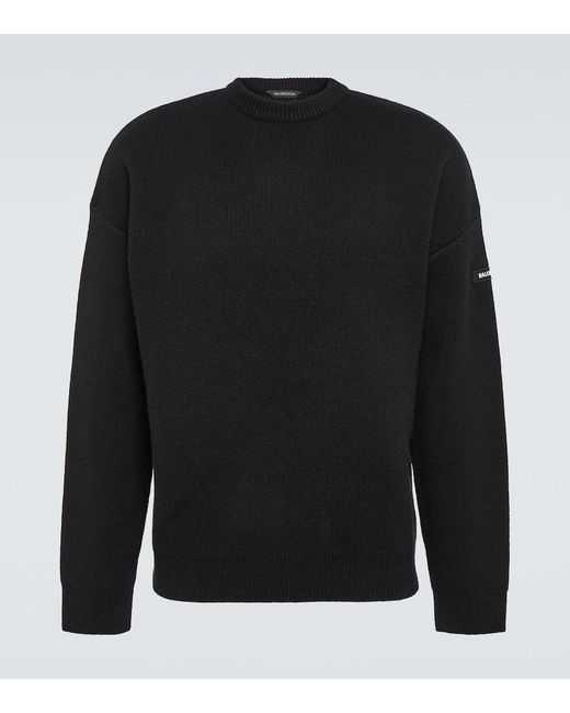 Balenciaga Black Oversized Wool-blend Sweater for men