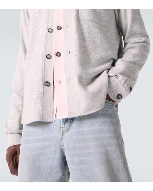 Allude Gray Cotton And Cashmere Overshirt for men