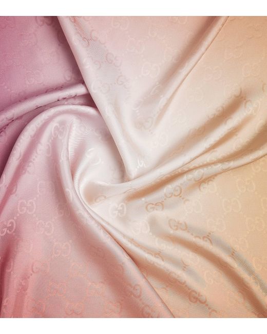 Foulard GG en jacquard de soie Gucci en coloris Pink