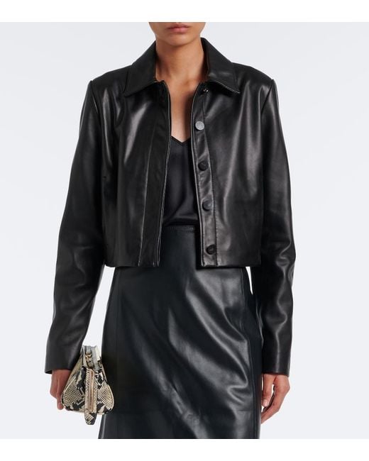 Vince Black Cropped Leather Jacket