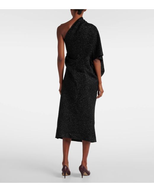 The Row Black Dorota Shiny One-Shoulder Dress