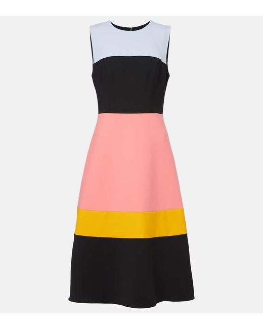 Vestido Midi De Mezcla De Lana Carolina Herrera de color Black