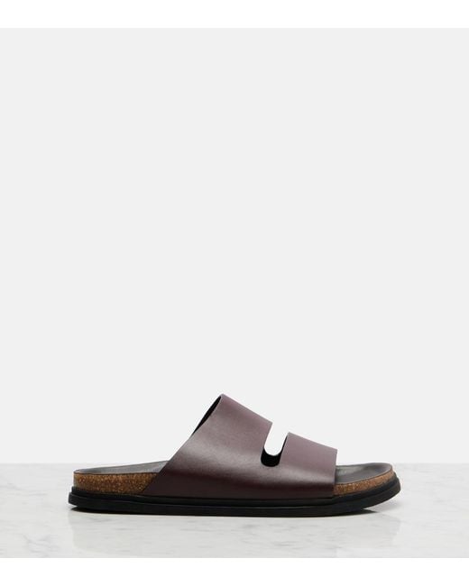 The Row Brown Band Leather Slides
