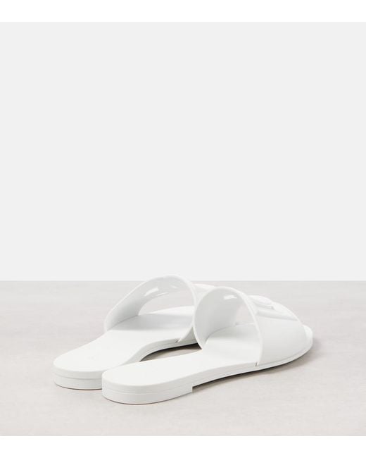 Dolce & Gabbana White Dg Cutout Rubber Slides