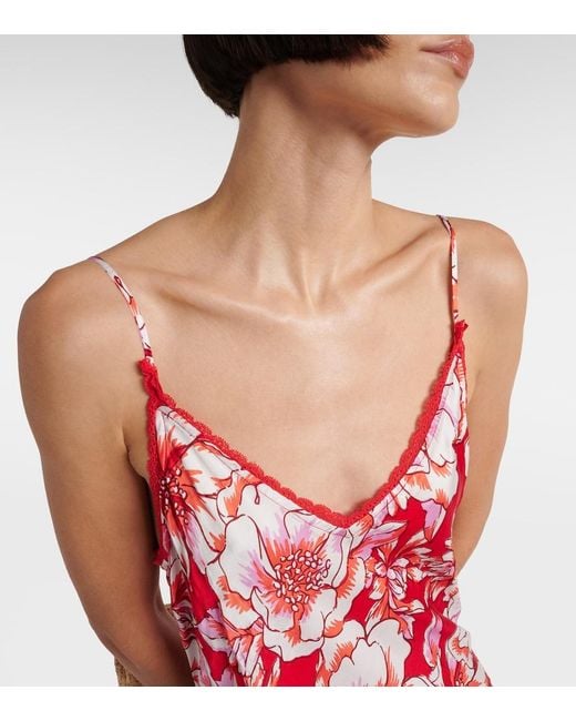 Poupette Red Lucia Printed Midi Dress