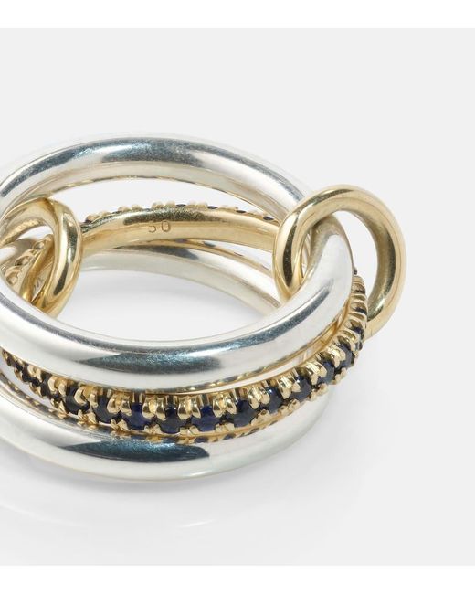 Spinelli Kilcollin Metallic Ring Libra aus Sterlingsilber und 18kt Gelbgold mit Saphiren