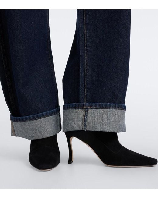 Manolo Blahnik Black Gostatu Suede Ankle Boots