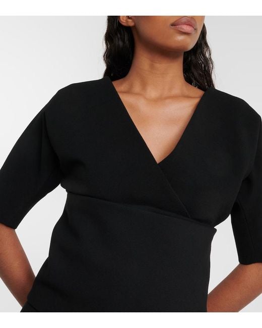 Ferragamo Black Wool-Blend Gabardine Top