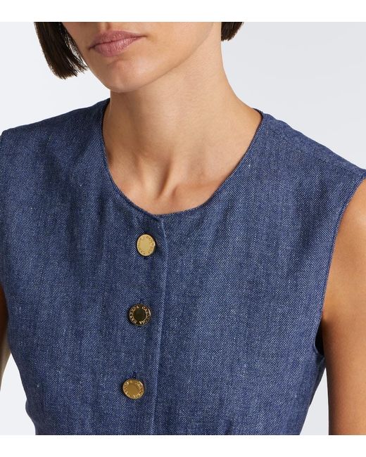 Carolina Herrera Blue Linen, Wool, Silk, And Cashmere Vest