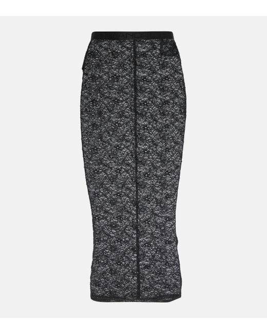 Alessandra Rich Gray Lace Pencil Skirt