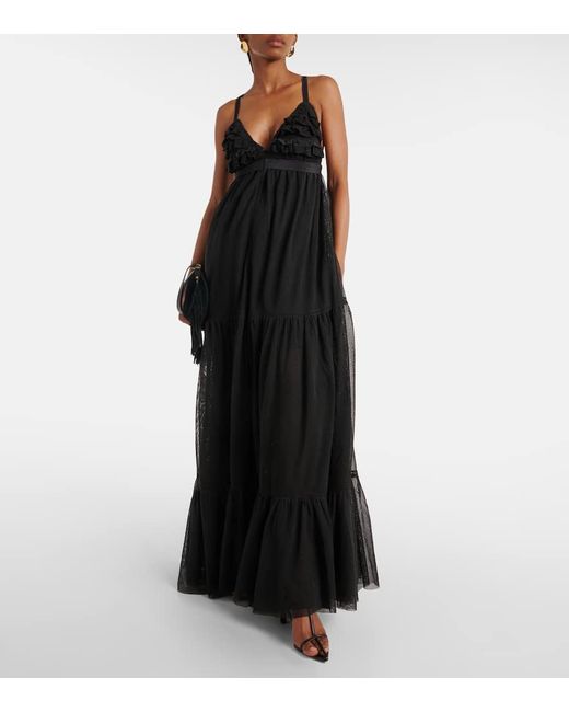 Dorothee Schumacher Black Beautiful Dream Cotton And Silk Maxi Dress