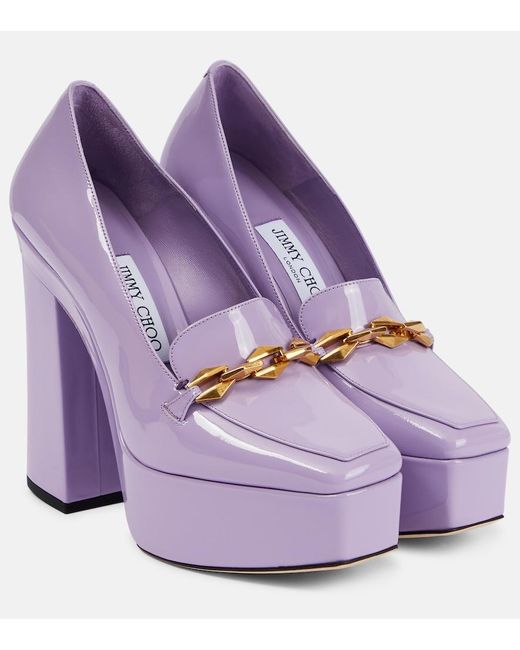 Jimmy Choo Purple Diamond Tilda Embellished Patent Leather Pumps