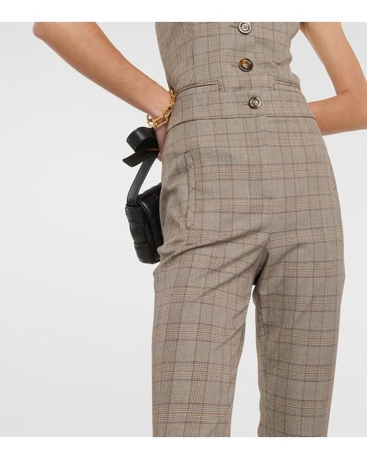 Veronica Beard Gray Checked High-Rise Slim Pants