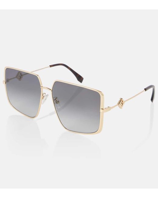 Fendi Gray Eckige Sonnenbrille