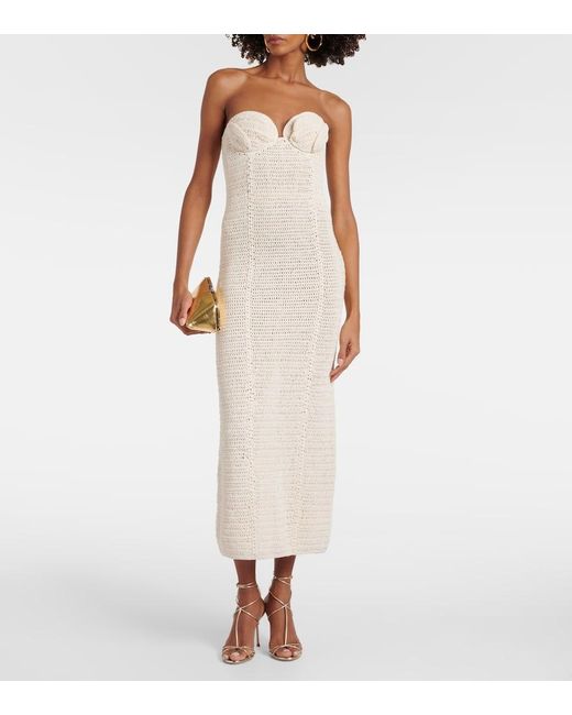 Magda Butrym White Crochet Cotton-blend Bustier Dress