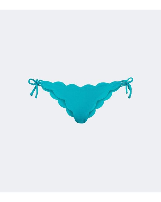Marysia Swim Blue Mott Scalloped Bikini Bottoms