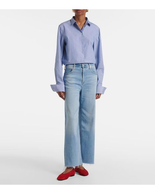 Citizens of Humanity Blue Lyra Cropped Wide-Leg Jeans