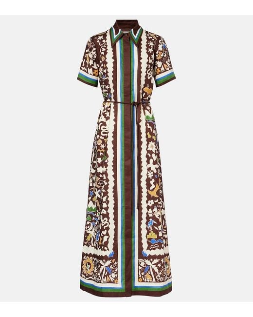 ALÉMAIS White Maroc Printed Linen Shirt Dress