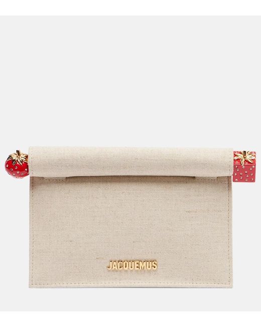 Jacquemus Natural Rond Carre Canvas Clutch