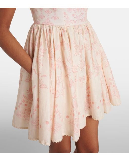 Agua Bendita Natural Hierbabuena Floritura Linen Minidress