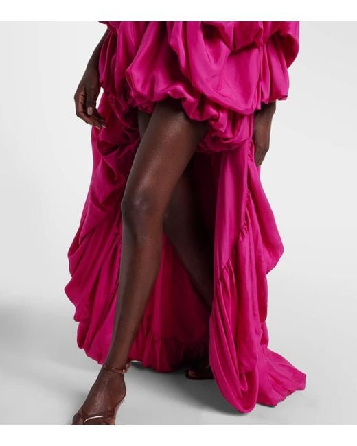 Chloé Pink Gathered Silk Pongee Romper
