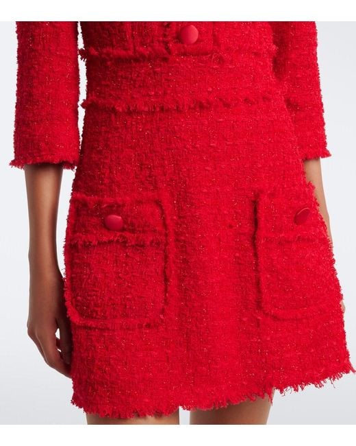 Dolce & Gabbana Red Cotton-Blend Boucle Minidress