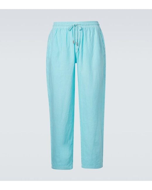 Vilebrequin Blue Linen Wide-Leg Pants for men