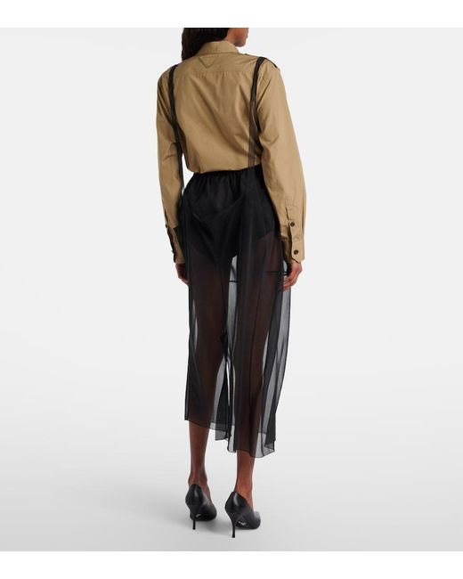 Prada Gray Sheer Midi Skirt