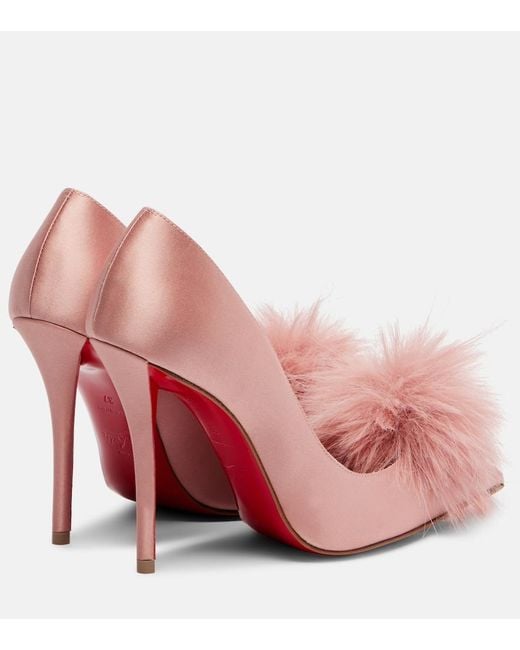 Christian Louboutin Pink Alana 100 Embellished Crepe Satin Pumps