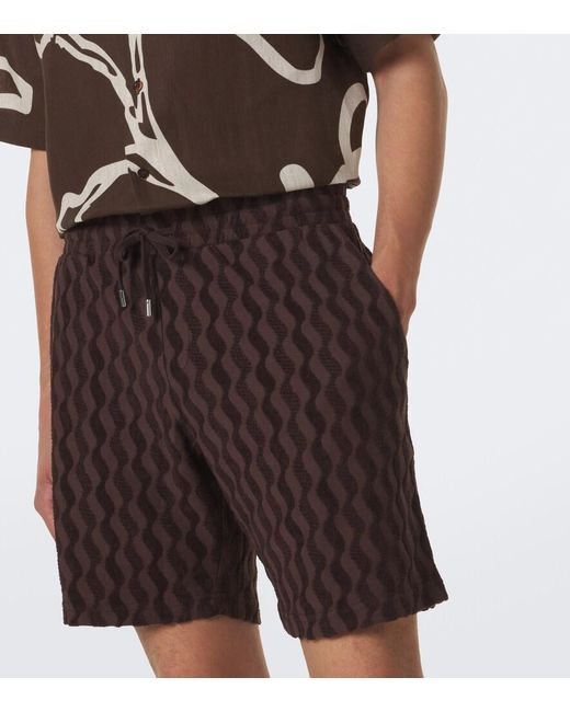 Frescobol Carioca Brown Terry-Trimmed Cotton-Blend Shorts for men
