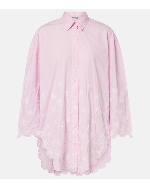 Juliet Dunn Pink Embroidered Cotton Poplin Shirt