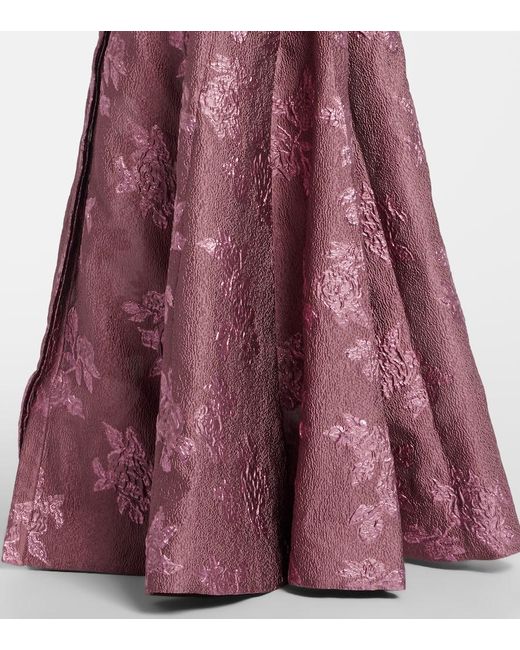 Rebecca Vallance Purple Annette Button Belted Brocade Gown