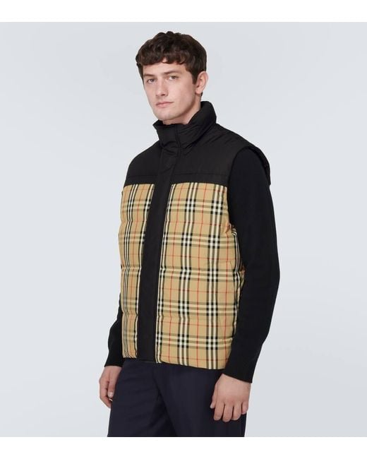 Veste Doudoune Sans Manches Check Burberry pour homme en coloris Brown