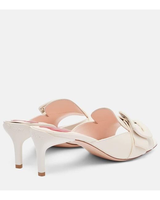 Roger Vivier Pink Viv' Choc Leather Mules