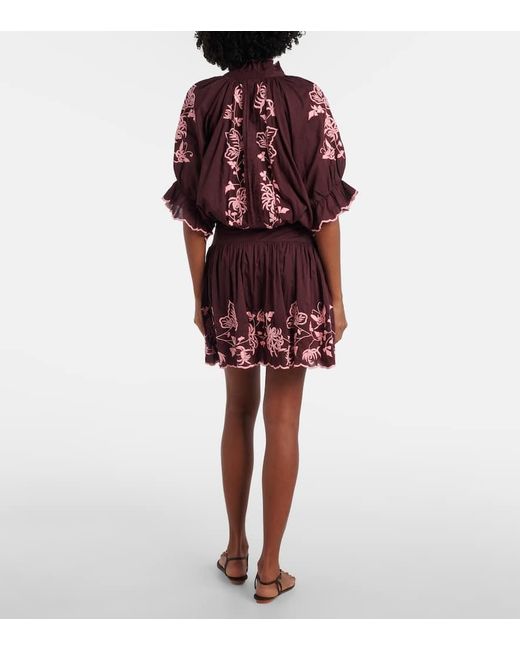 Juliet Dunn Embroidered Cotton Minidress