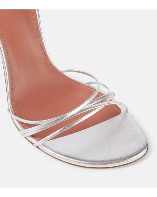 AMINA MUADDI White Sandalen Lori 95 Aus Metallic-Leder